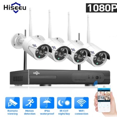 Kit CCTV WiFi videovigilância 8CH 4 câmaras 1080p + disco WD Purple
