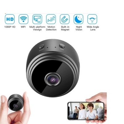 Mini câmara bateria WiFi 1080p visão noturna e microfone