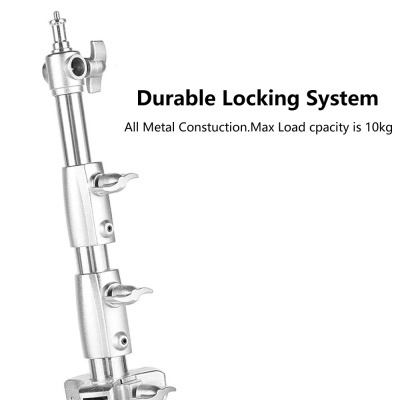 Tripé de estúdio alumínio cor prata de mola 280cm até 10Kg