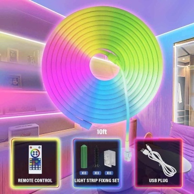 Tira LED efeito néon RGBIC 3m app impermeável
