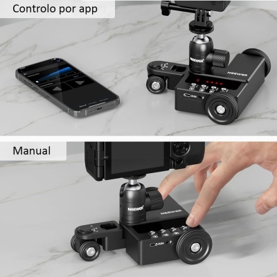 Dolly controlo por APP ultra suave carrinho elétrico ajustável para câmaras DSLR, mirrorless, GoPro, smartphones
