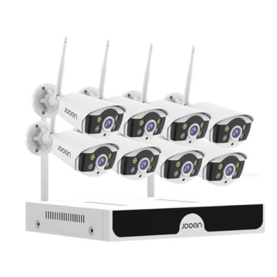 Conjunto de câmeras de segurança Wi-Fi brancas com gravador