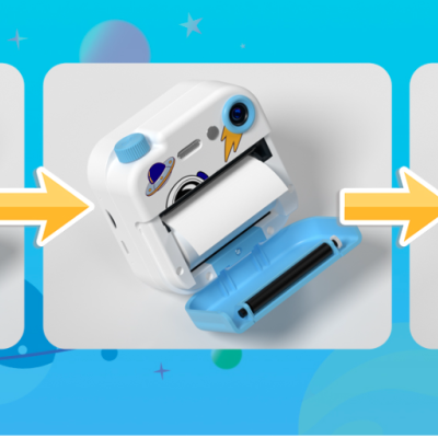 Câmara impressora térmica fotos instantâneas HD cartão 32GB