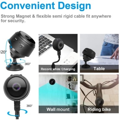 Mini câmara bateria WiFi 1080p visão noturna e microfone