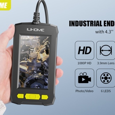 Endoscópio ultra fino câmara 3,9mm monitor 4,3", 1080P 5 metros semirrígido