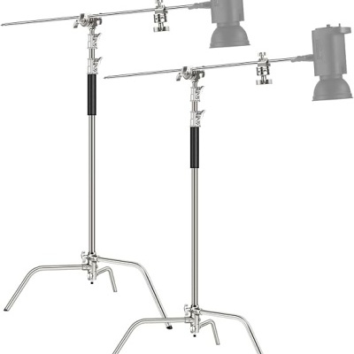 Tripé inox suporte C resistente altura 320 cm extensão com braço de fixação 128 cm