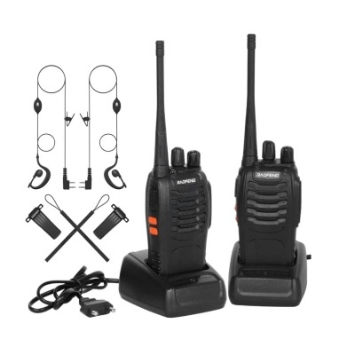 2 Walkies Talkies 16 canais, bateria, rádio com auricular