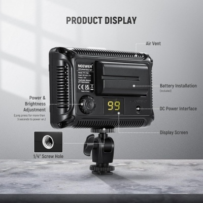 Iluminador LED para câmara DSLR com 2 baterias + acessórios