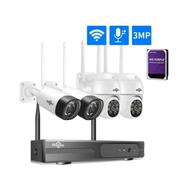 Kit CCTV WiFi videovigilância 8CH 4 câmaras 3MPx 2 rotativas Hiseeu