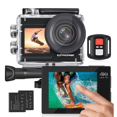 Câmara desportiva touch duplo ecrã + acessórios 4K 60fps