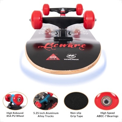 Skateboard 70 x 20 cm, 7 camadas skate rolamentos ABEC-7