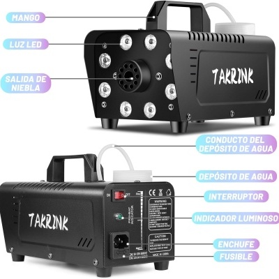 Máquina de Fumo 500W 8 Leds e 13 Cores e 4 Modos com Comando