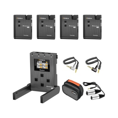 Microfone sem fios lavalier UHF 96 ch lapela 4 transmissores 1 recetor