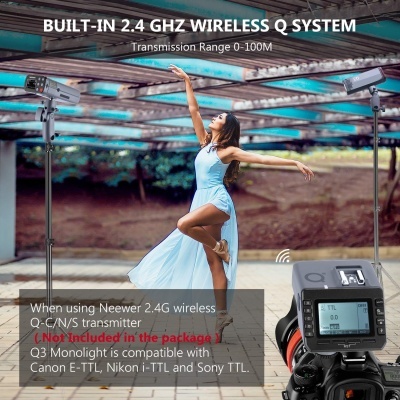 Neewer Q3 200 W TTL Flash 1/8000 com bateria 3200 mAh para estúdio e exterior