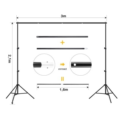 KIT estúdio fotografia com iluminação contínua e cenário 3 softboxes