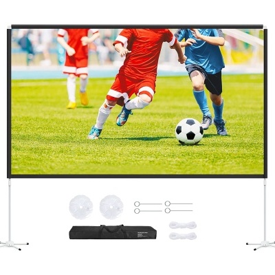 Tela de projeção portátil 120" com estrutura interior / exterior