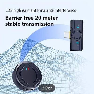 Microfone sem fios lapela para Type-C iPhone iPad Android