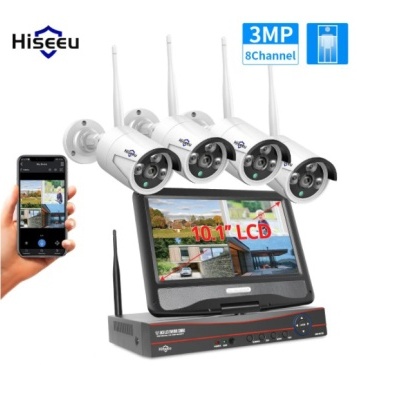 Kit CCTV WiFi videovigiIância com ecrã 10" de 8CH 4 câmaras 1080p