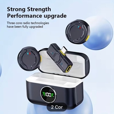 Microfone sem fios lapela para Type-C iPhone iPad Android