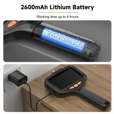 Endoscópio 100 metros dupla lente HD impermeável com bateria