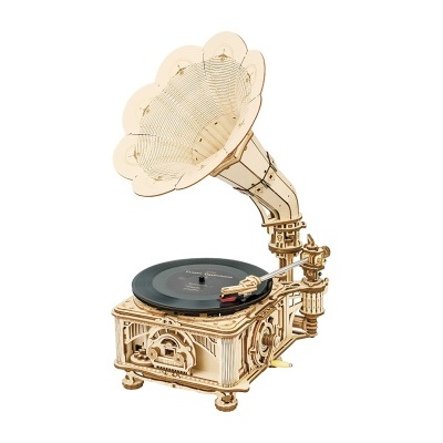 Puzzle 3D ROKR - Gramofone de madeira manual 424 peças