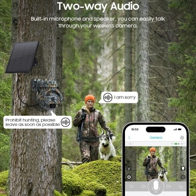 Câmara vigilância solar 4G rotativa exterior verde tropa 360º