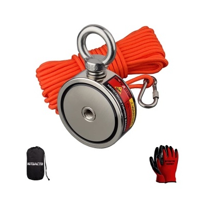 Íman neodímio para pesca, caça, exploração força 320kg + corda e luvas