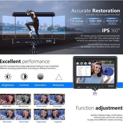 Monitor LED para câmara de filmar 7"