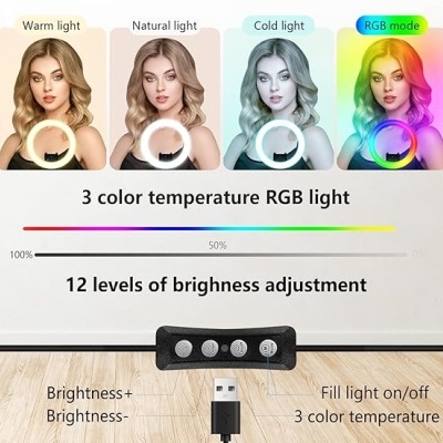 Video Booth 80cm 360 com ringlight RGB