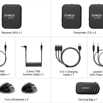 Microfone sem fios G1 lapela 2 emissores e 1 receptor