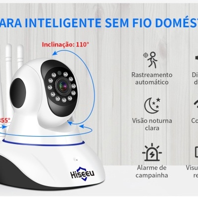 Câmara rotativa 360 full HD 1080p wifi áudio bidirecional e app