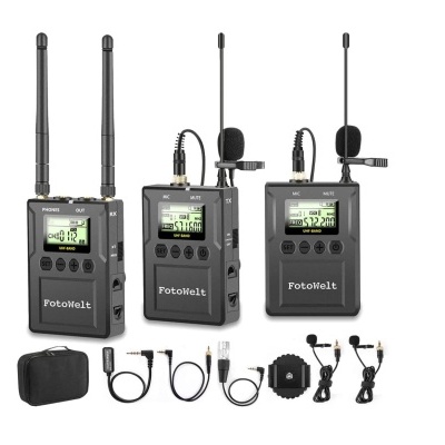 Microfone sem fios 2 emissores 1 receptor UHF