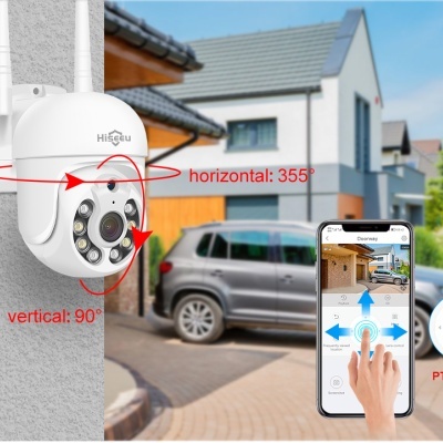 Câmara de segurança branca com LED e controlo por telemóvel