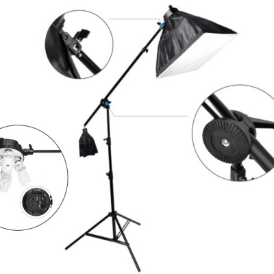 Softbox extensível em altura estrutura girafa com 4 lâmpadas