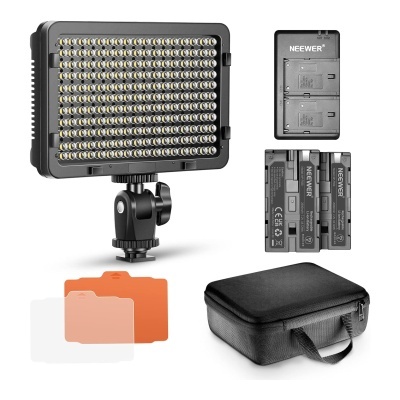 Iluminador LED para câmara DSLR com 2 baterias + acessórios