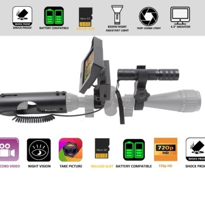 Monóculo para mira telescópica com ecrã e visão noturna impermeável