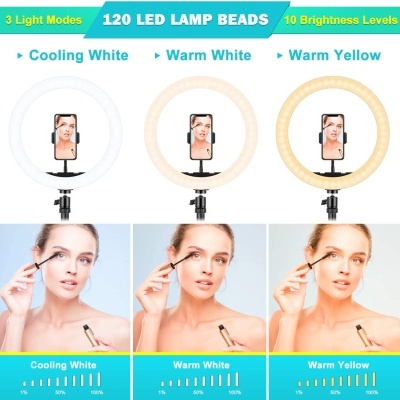 Anel luz 30cm ringlight 12" com tripé regulável 5v USB