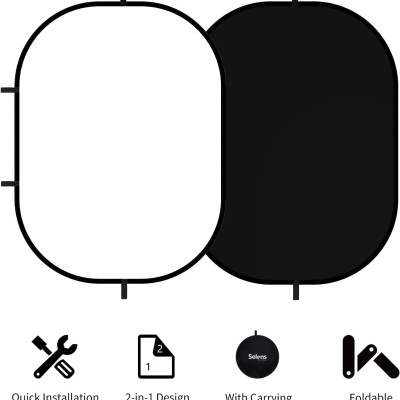 Fundo preto e branco portátil e compacto 150x200cm