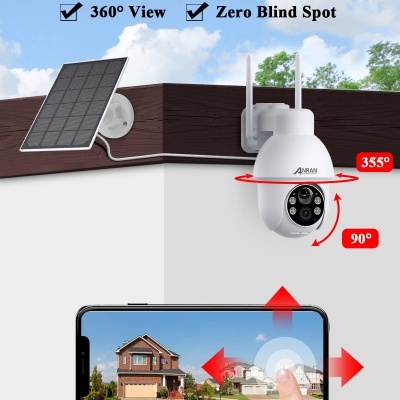 Câmara vigilância 360º áudio bidirecional solar rotativa 1080p wi-fi