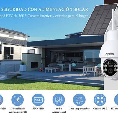 Câmara vigilância 360º áudio bidirecional solar rotativa 1080p wi-fi