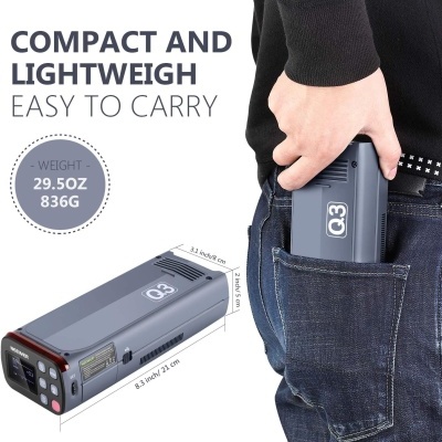 Neewer Q3 200 W TTL Flash 1/8000 com bateria 3200 mAh para estúdio e exterior