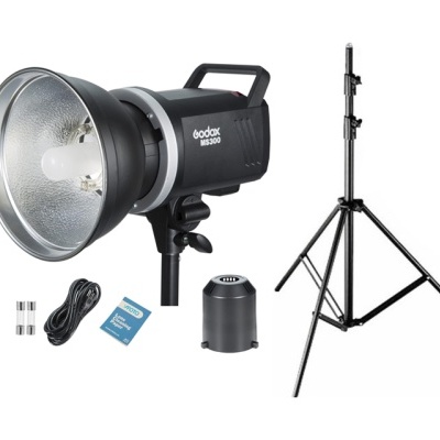 Flash Strobe 300W Godox MS300 + lâmpada de modelagem 150W