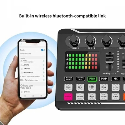 Microfone condensador com bateria + misturador e acessórios