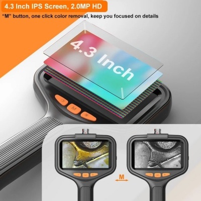 Endoscópio 100 metros dupla lente HD impermeável com bateria