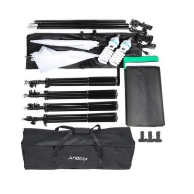 Kit de iluminação fotografia e vídeo com fundos