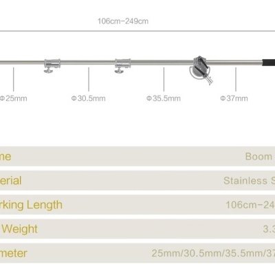 Tripé de estúdio alumínio cor prata de mola 280cm até 10Kg