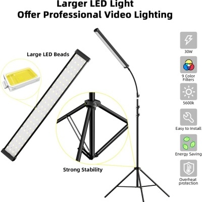 Kit barras de luz LED iluminador com tripé + filtros de cor