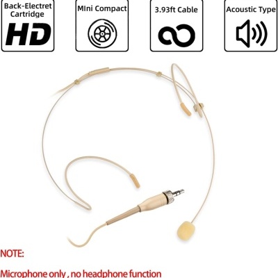 Microfone Headworn cor pele discreto suporte orelha