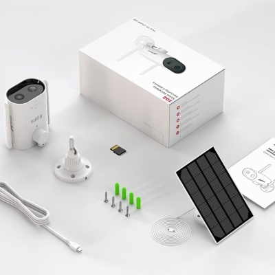 Câmara vigilância panorâmica 1080p solar com wifi áudio bidirecional