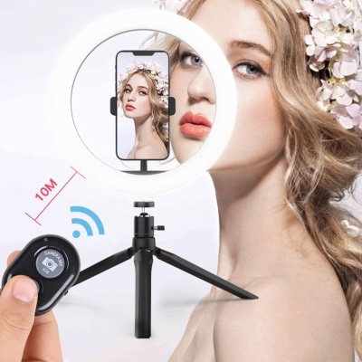 Anel de luz 10" luz iluminador comando suporte + encaixe tele 25cm